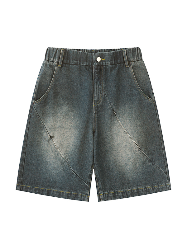 Pantalón corto recto con cremallera oblicua para hombre-5
