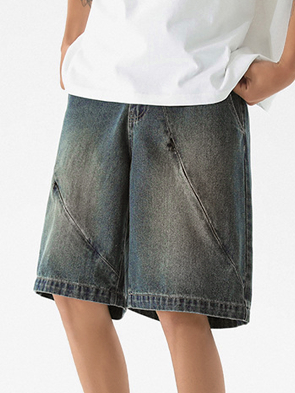 Pantalón corto recto con cremallera oblicua para hombre-2