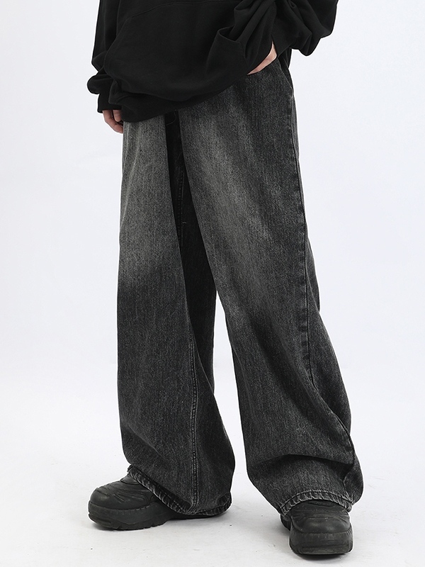 Jeans sueltos lavados con degradado para hombre-2