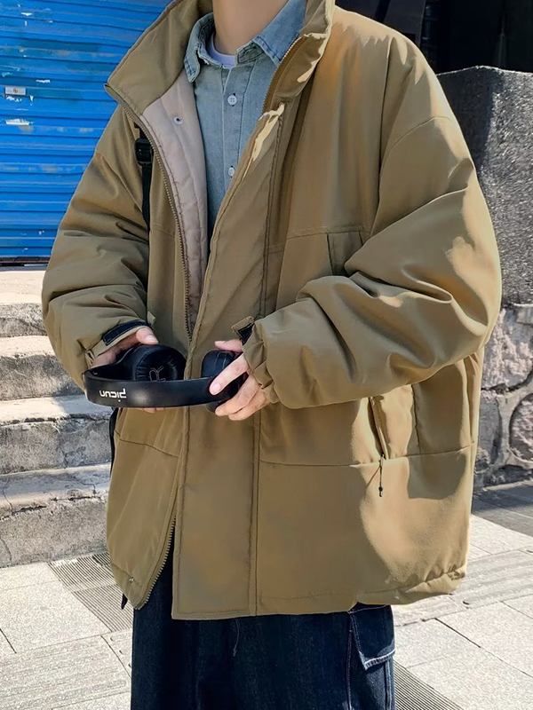 Chaqueta vintage con cremallera y cuello para hombre-1