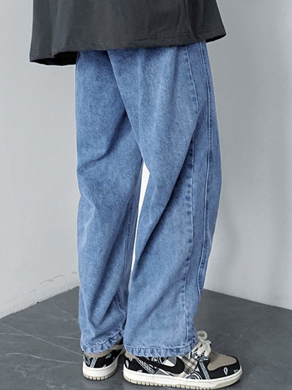 Jeans sueltos vintage lavados para hombre-1