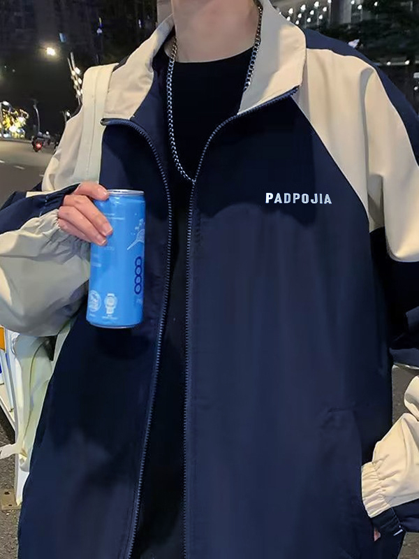 Chaqueta de hombre con cremallera en contraste-2