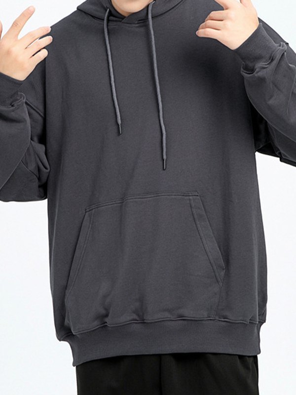 Sudadera con capucha de color liso para hombre-1