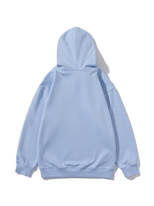 Sudadera con capucha extragrande con cordón de algodón de color liso para hombre-1