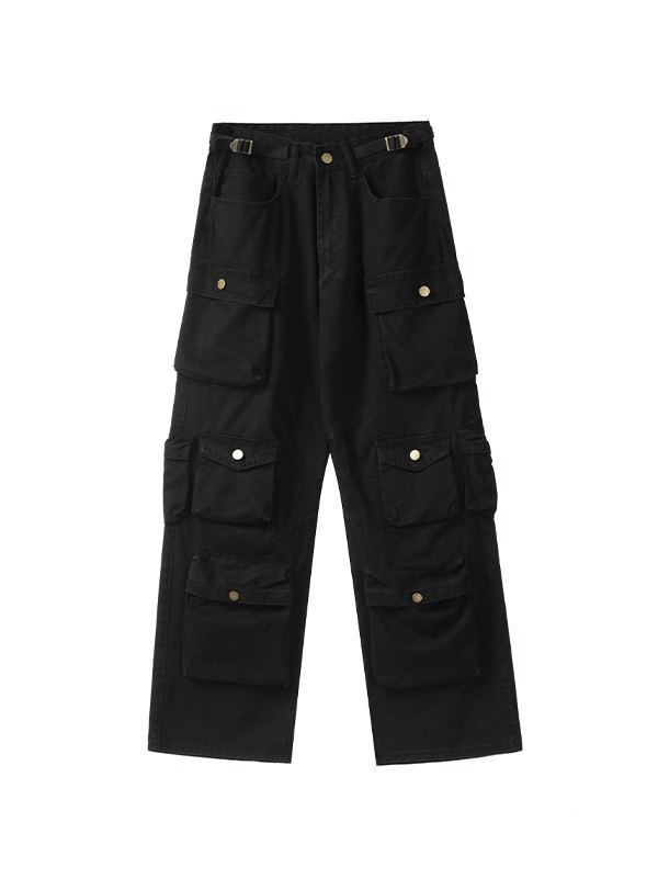 Pantalones cargo sueltos con múltiples bolsillos para hombre-5