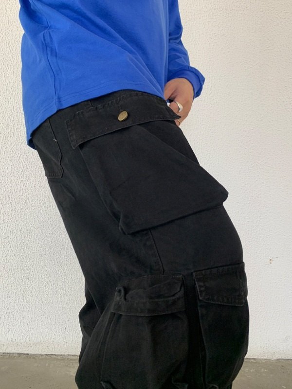 Pantalones cargo sueltos con múltiples bolsillos para hombre-3