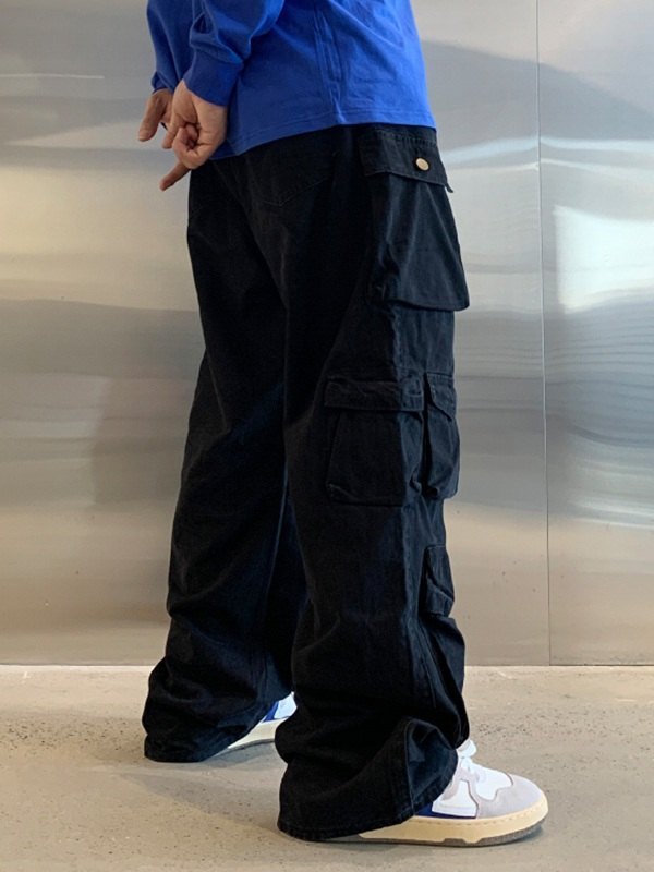 Pantalones cargo sueltos con múltiples bolsillos para hombre-2